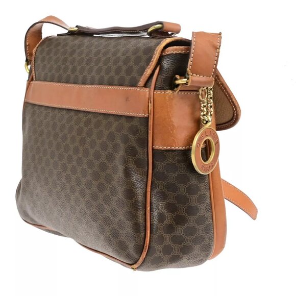 AUTHENTICITY GUARANTEED CELINE Logo Macadam Pattern Shoulder Bag Circle Charm - Picture 4 of 15